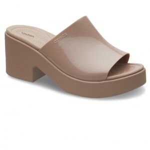 CROCS Brooklyn Slide High Shine Heel in tan